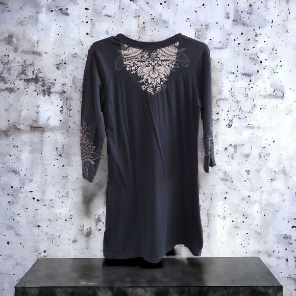 ETRO Burnout Cotton Blend V-Neck Mini Dress, 3/4 Sleeves, Size IT 44, US (8-10) - Picture 2 of 7